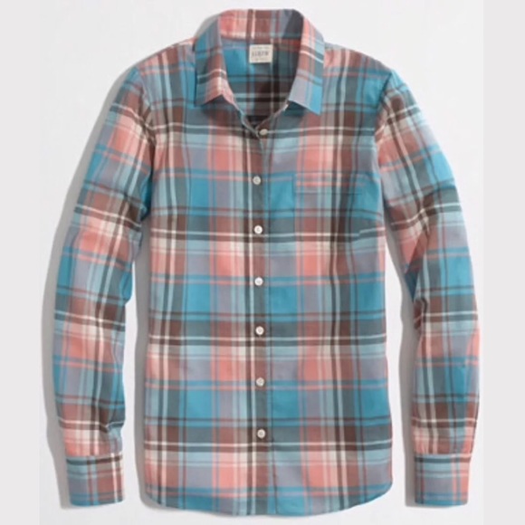 J. CREW The Perfect Shirt in Plaid pink blue soft - Picture 1 of 6